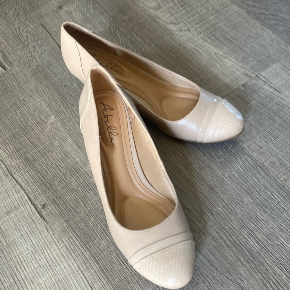 Cream wedge slip ons